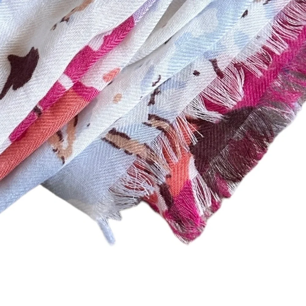 14th & Union Floral Print Lightweight Fringe Scarf NWT Soft & Feminine